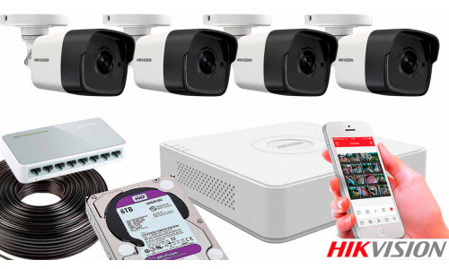 Комплект видеонаблюдения на 4 камеры для улицы 4mp	IP